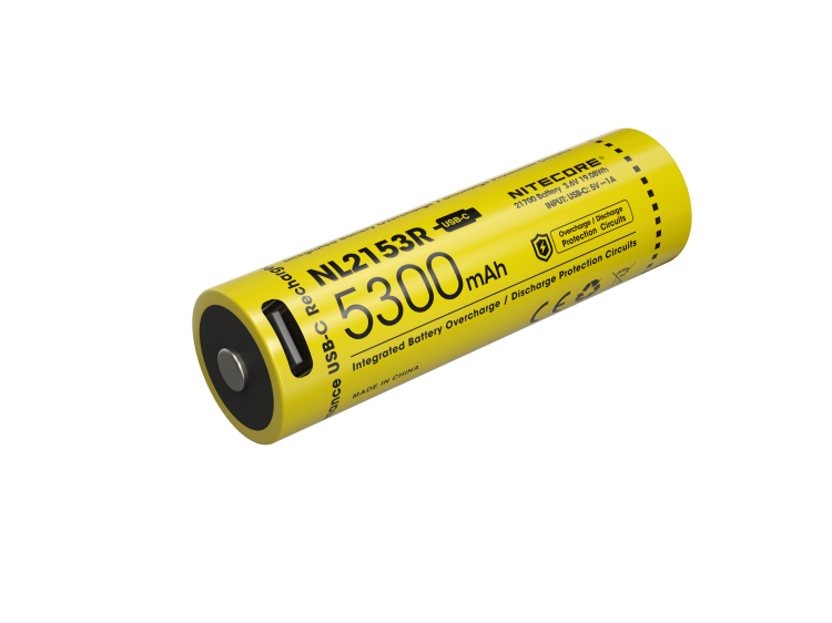 NL2153R — Acumulator Li-ion reîncărcabil 21700, de 5.300 mAh, cu încărcare USB-C.